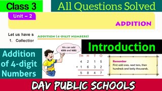 DAV class 3 maths Unit 2 Addition - Introductory Questions