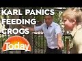 Karl panics feeding crocs with Robert Irwin | TODAY Show Australia