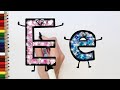 How to draw alphabet E with jewel stickers | how to write letter E  | cute E | learn the Alphabet