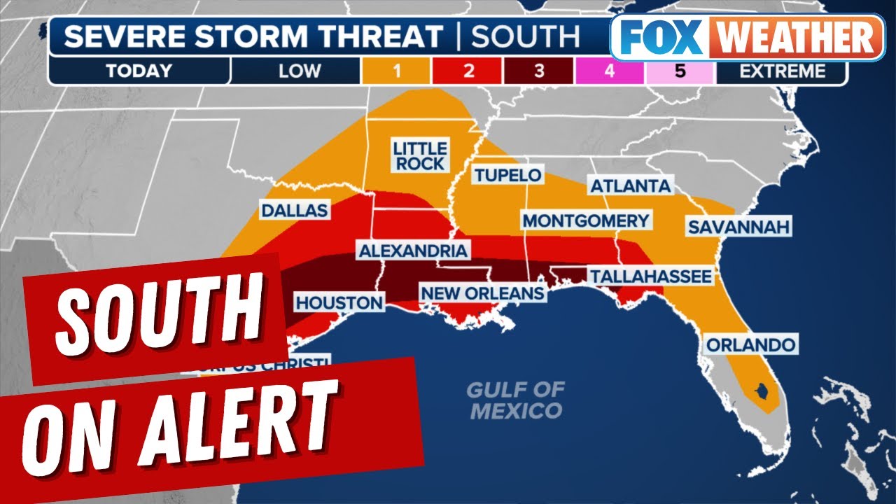 Severe Storms Expected Across The South With Large Hail, Damaging Wind ...