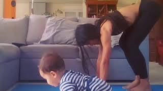 Practicing Crow To Headstand With My Baby