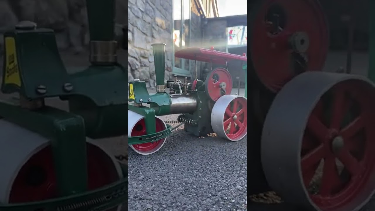 My Wilesco Roller Slowly Making It’s Way Up The Slope On The Driveway With Living Van