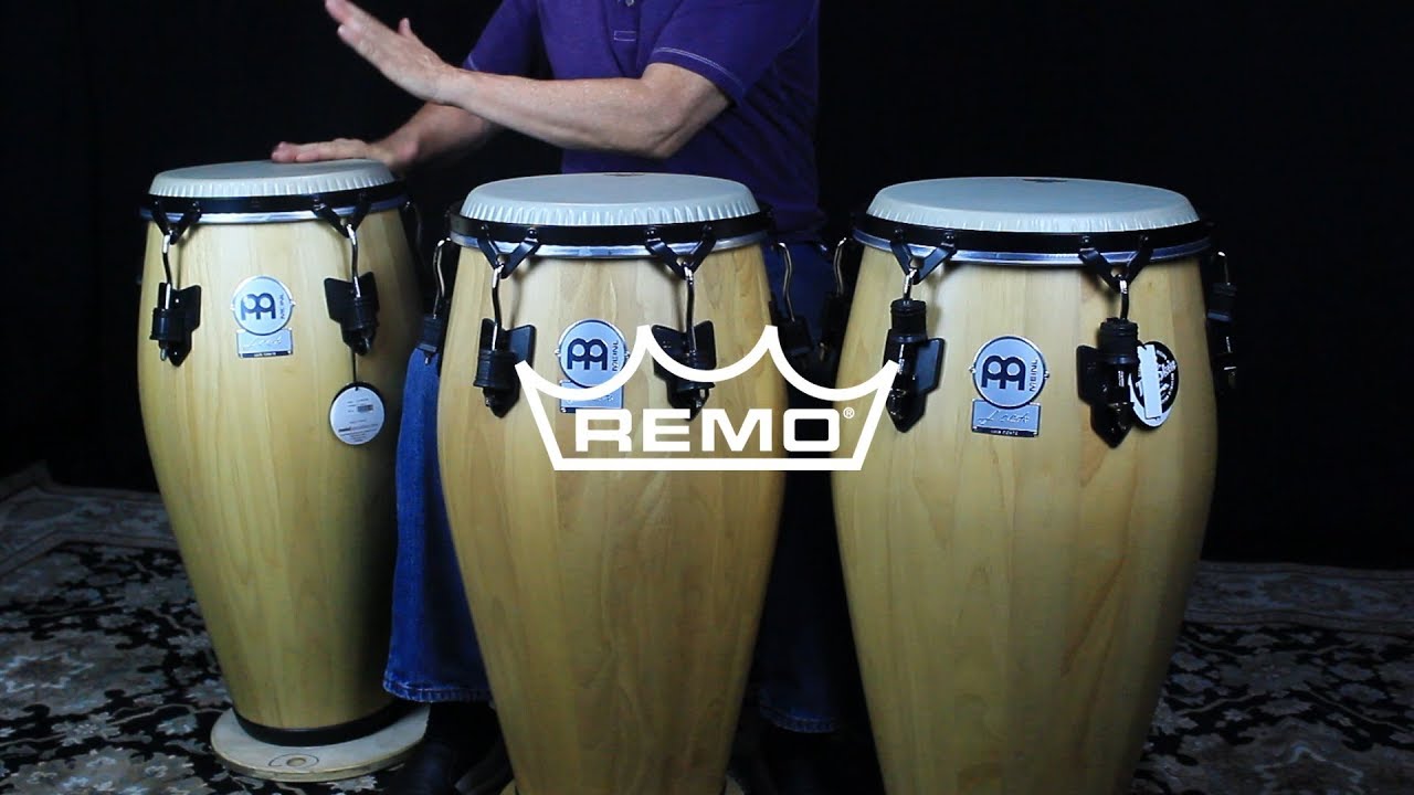 Remo Symmetry drumhead, Meinl Congas, Luis Conte