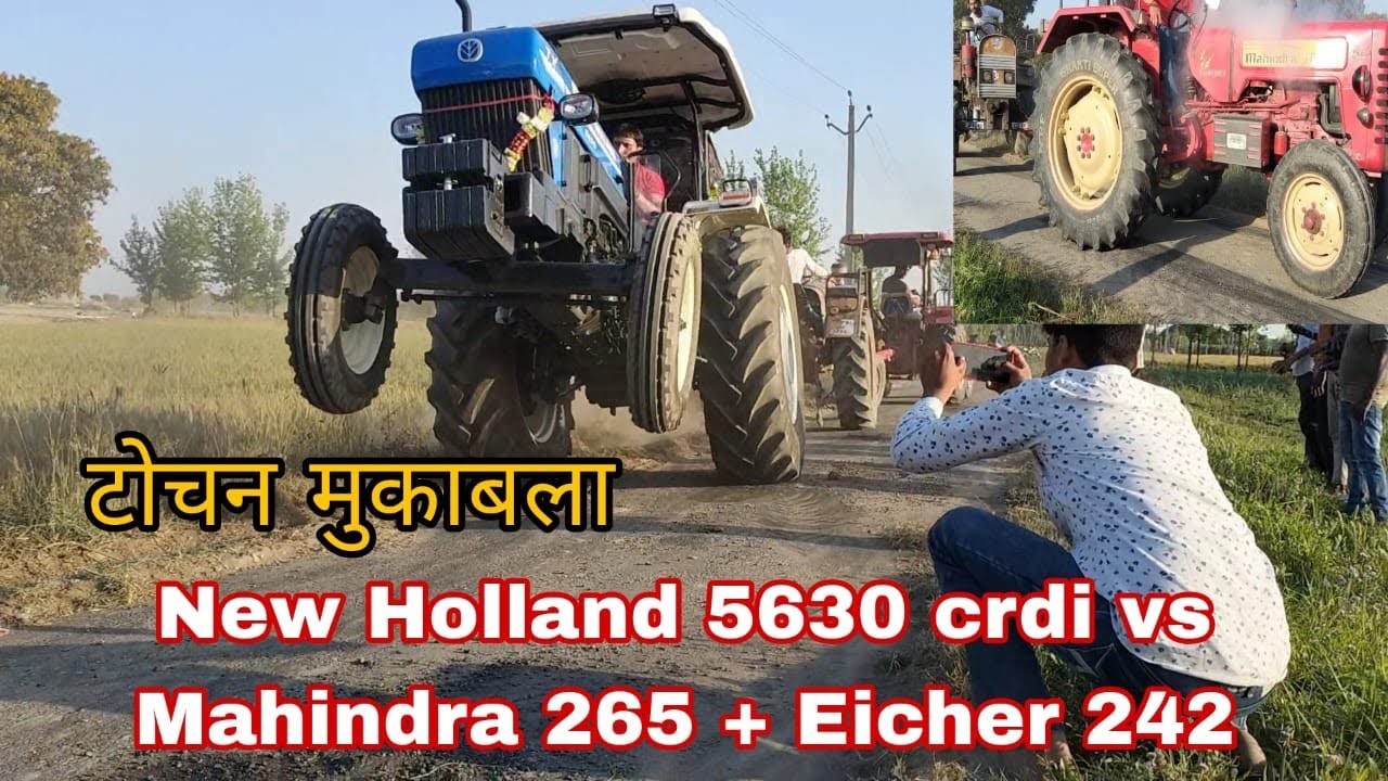 टोचन मुक़ाबला New Holland 5630 Crdi vs Mahindra 265 और Eicher 242 #trending #tractor #nishudaswal