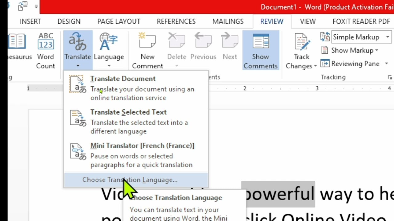 How To Translate Texts From One Language To Another In Microsoft Word