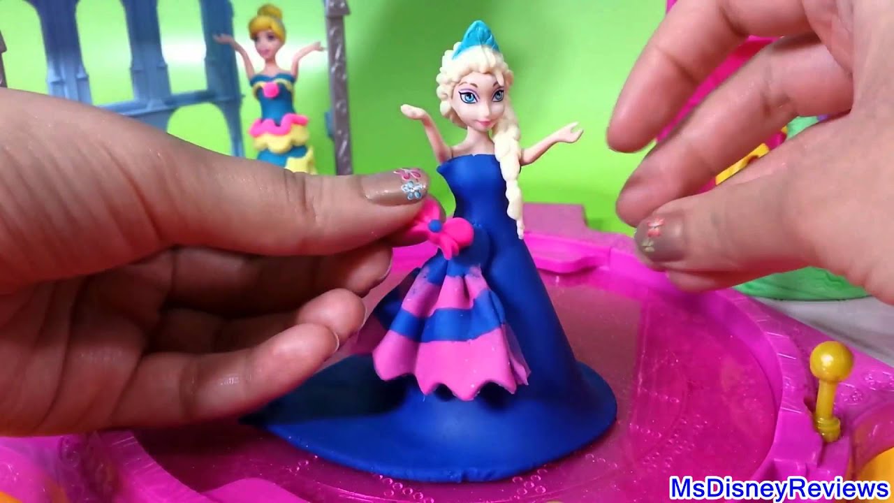 PLAY DOH Sparkle dresses 8 Disney Princess Magiclip dolls Elsa Anna