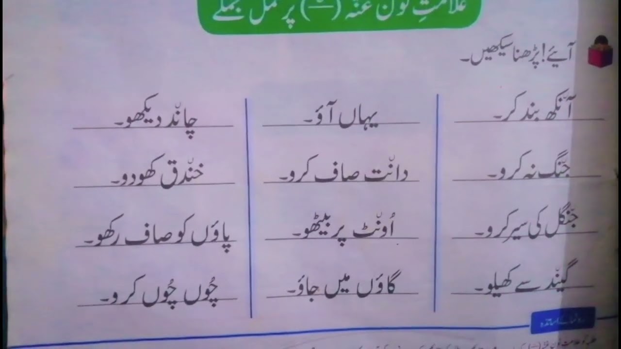 علامت ن غنہ (ں) — تعریف، مثالیں اور آسان مشق