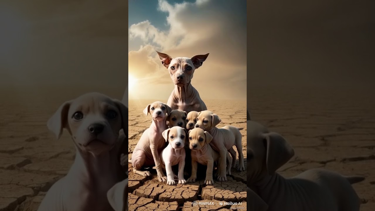 Family of Dogs Surviving in the Arid Land