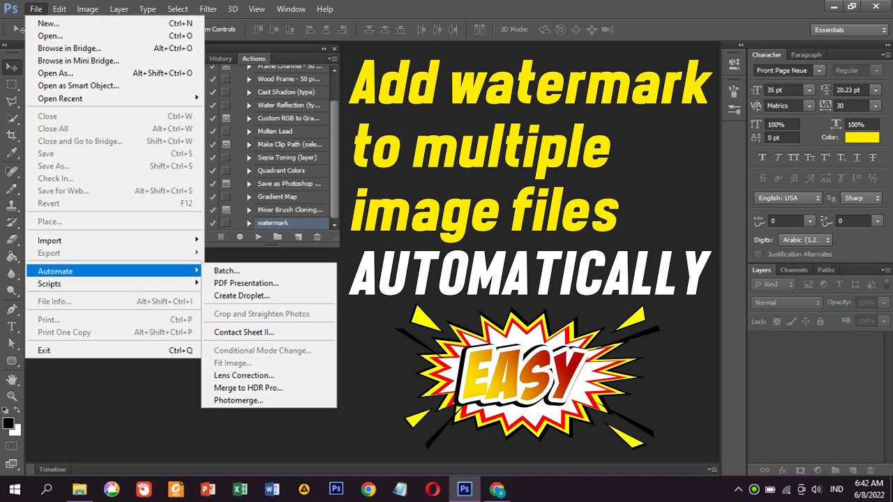 Cara Buat Watermark Otomatis Di Photoshop YouTube Cara buat watermark otomatis di photoshop youtube