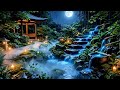 The Most Peaceful Night in Japan 🌙 Bamboo Forest, Waterfall & Lantern Sounds
