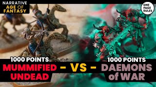 Lord Zari'ki's Betrayal - Narrative [AGE OF FANTASY] Battle Report - Mummified Undead VS War Daemons