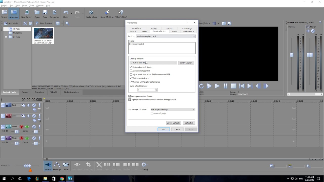 How To Disable Wait for Vertical Sync In Vegas Movie Studio Platinum ...
