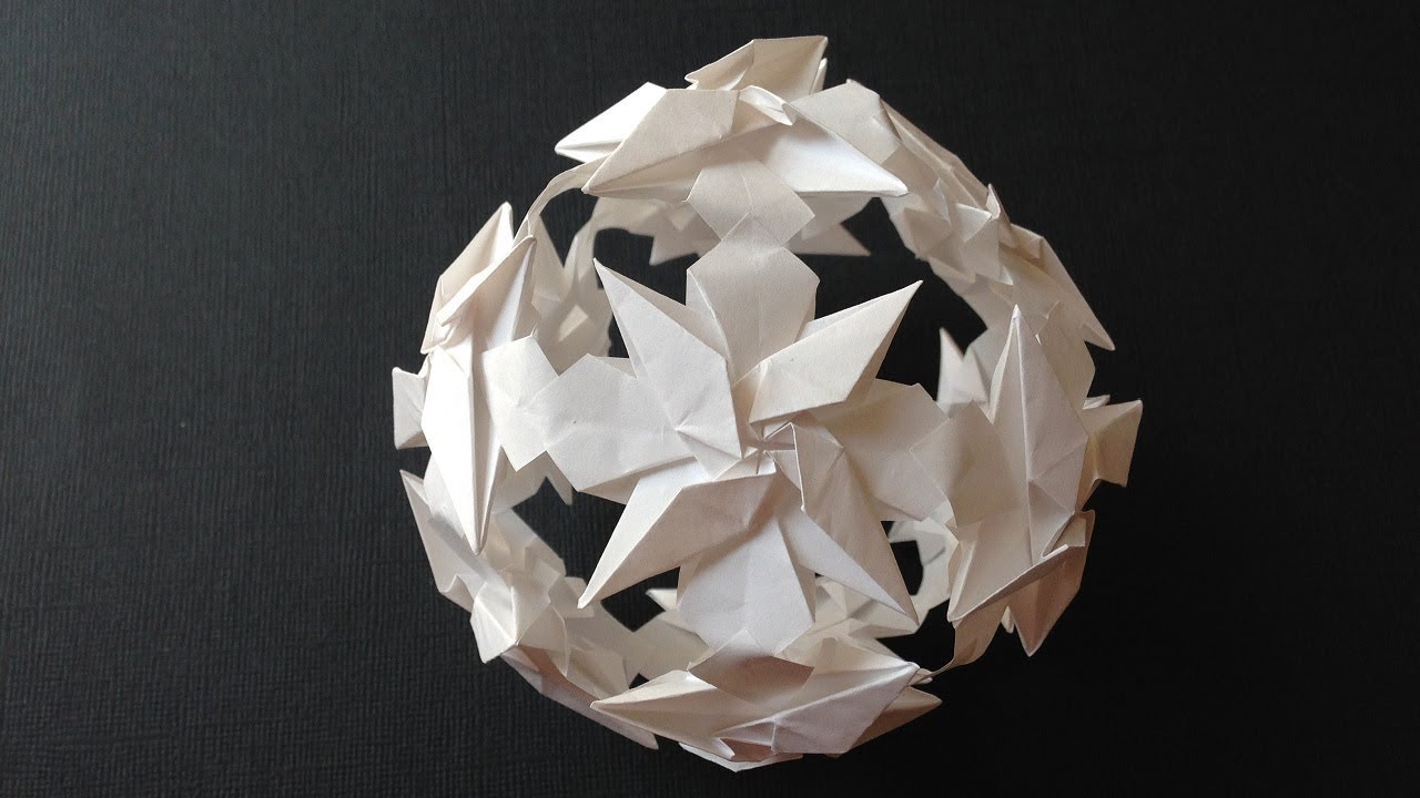 折り紙 雪の結晶のくす玉 作り方 Origami Snowflake kusudama tutorial（niceno1）