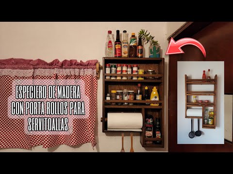 Especiero Porta rollo De Madera Cocina Surtido Especiero Especiero