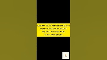 AIOU Autumn 2025 Admission Dates Fresh Admissions Matric F.A Icom B.A Bcom BS BED ADE PDG