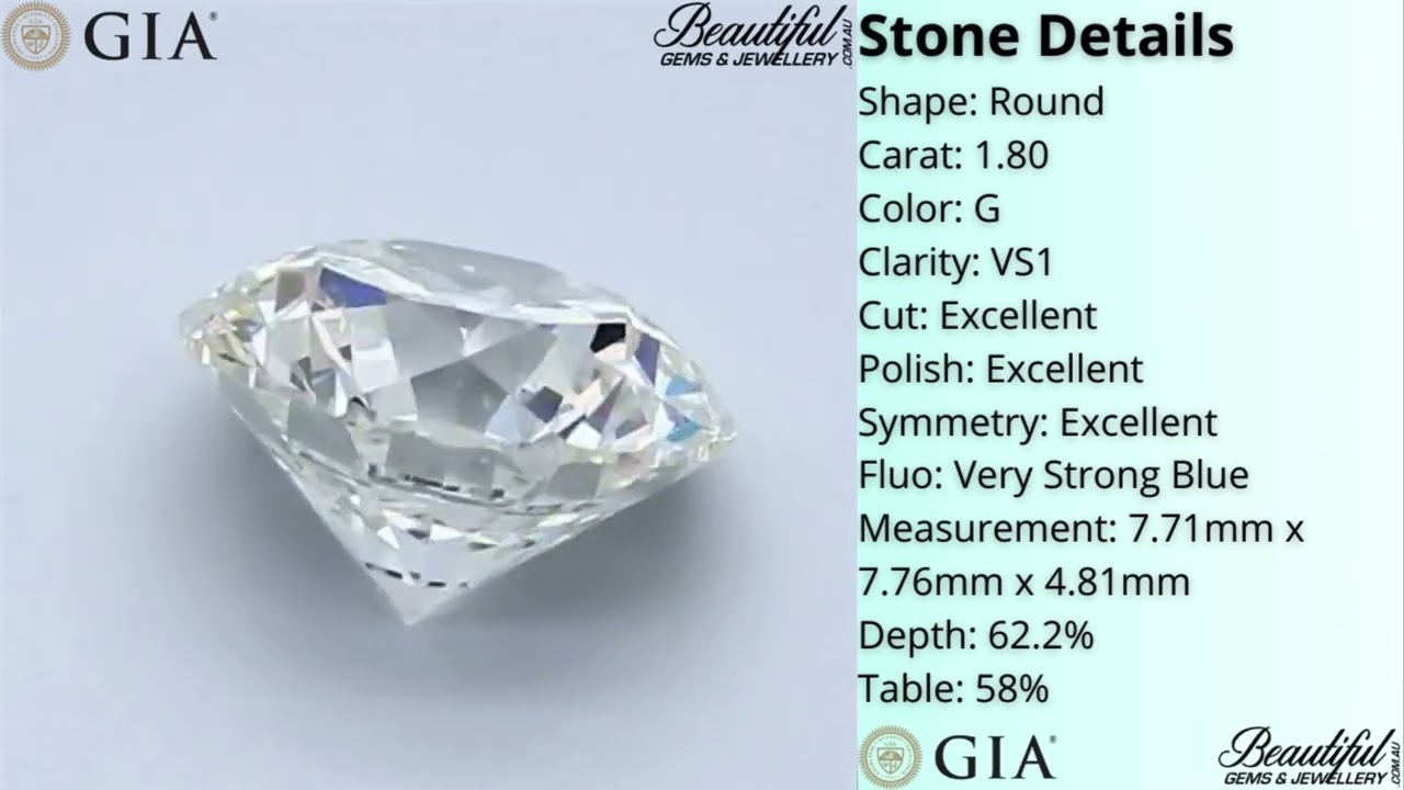 1.80ct G VS1 GIA Round Brilliant Diamond | Triple Ex