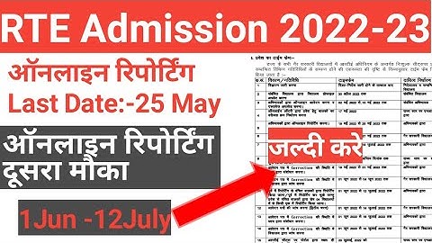 RTE Admission 2022/ आरटीई Rajasthan/RTE Online Reporting 2nd chance Date/RTE Lottary Result 2022