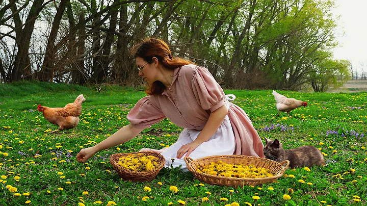 Cooking with Dandelions 🌼 Homemade Dandelion Pasta 🌿 ASMR Outdoor Cooking in the Iowa Countryside