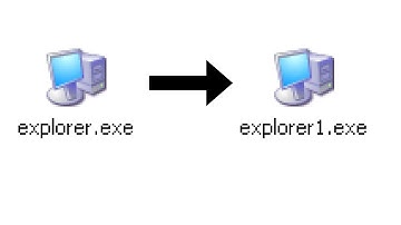 What happens if you rename explorer.exe in different versions of Windows?