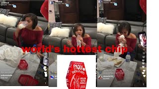 Usain bolts girlfriend kasi bennett tries the one chip challenge and this happen|worlds hottest chip