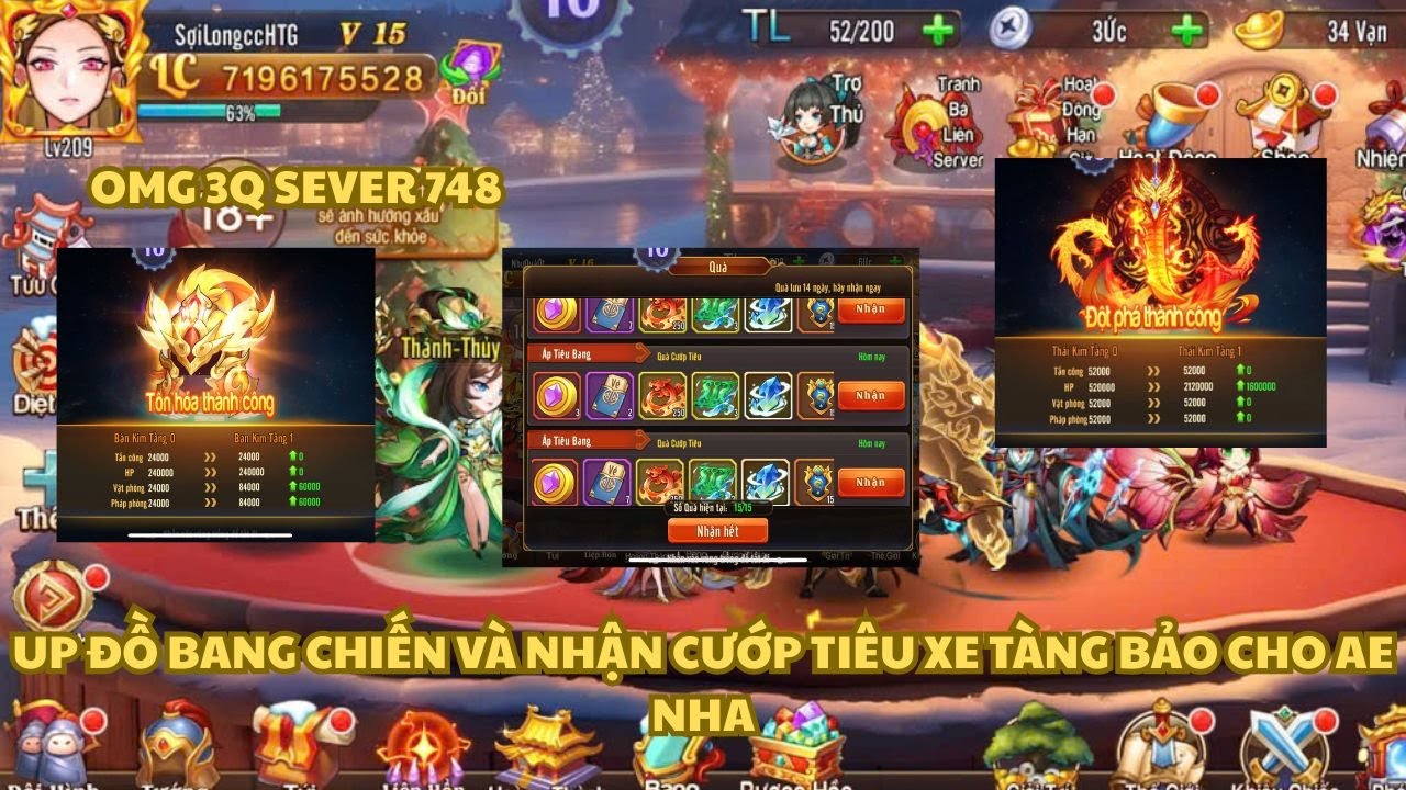 OMG 3Q 748 UP LỰC CHIẾN MÙA BANG CHIẾN VÀ NHẬN CƯỚP TIÊU TÀNG BẢO CHO AE NHA