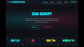 CYBERCORE CSS: Lightweight Cyberpunk Framework for Dark UI