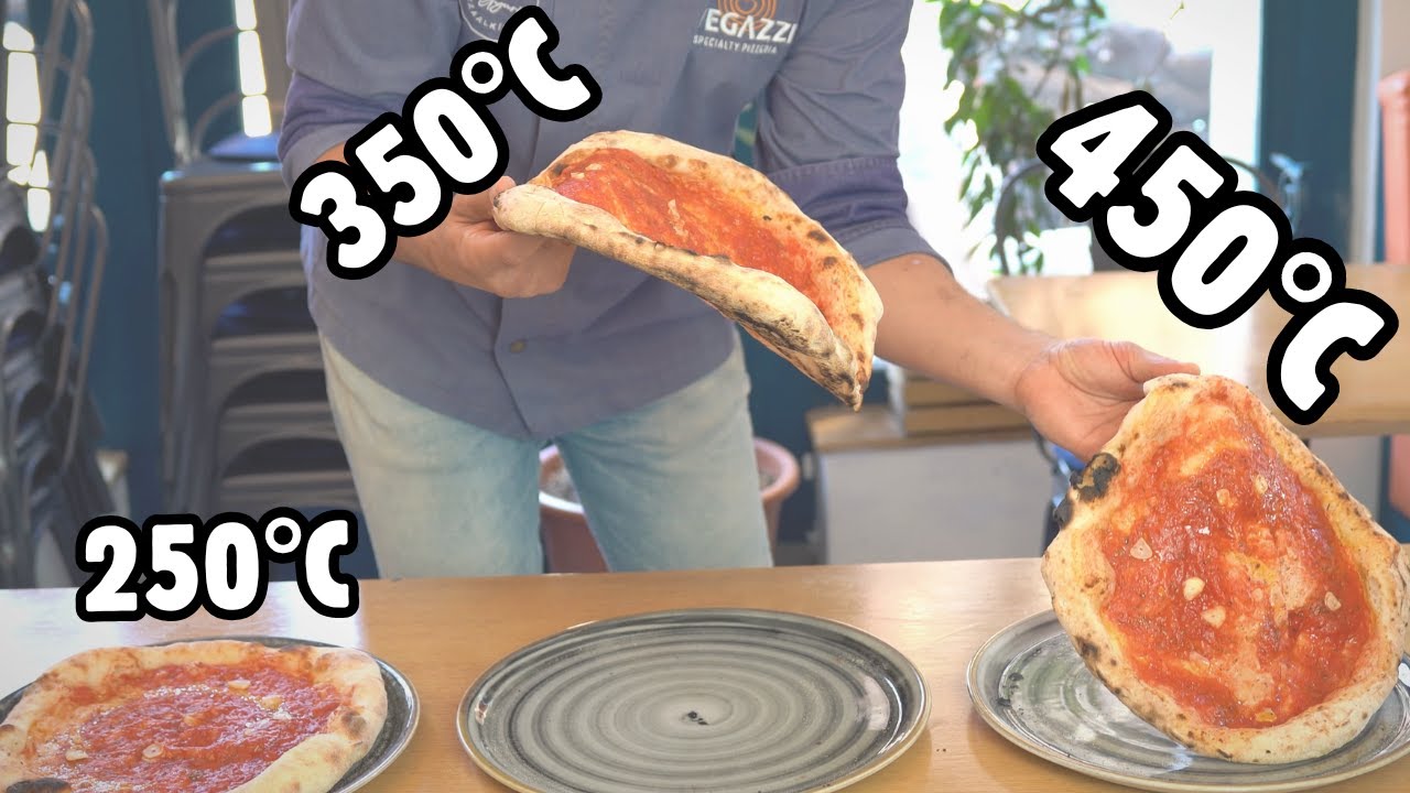 Verace nápolyi pizza sütése 250°C, 350°C, 450°C-os hőmérsékleten, Cuppone HE400-as kemencében
