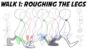 Animate a walk cycle by roughing in the legs first (Krita)