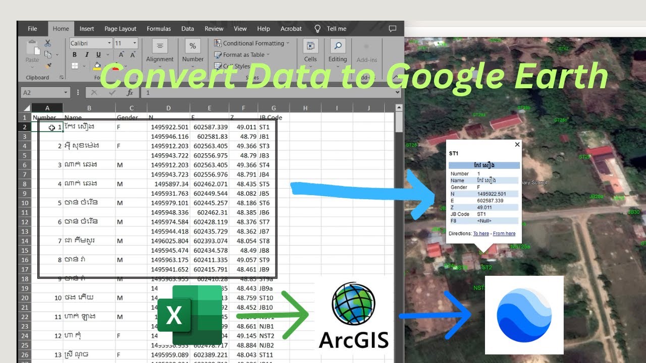 Import data from Excel to Google Earth by ArcGIS and Can using with ...