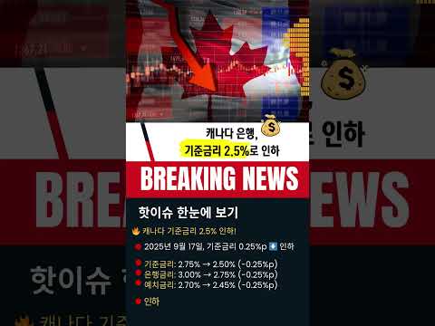 📢  "성장둔화·고용악화" 캐나다 금리 0.25%p 삭감 #캐나다뉴스  #글로벌뉴스 #세계뉴스