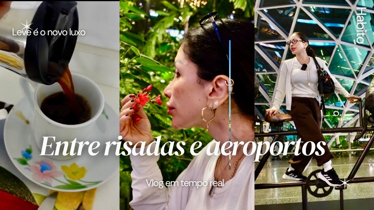 Últimos momentos no Brasil ✈️ risadas, café da manhã leve e o jardim surreal do aeroporto do Qatar 🌿