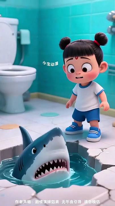 Hiu Lubangi Toilet Nezha! #shorts #animasi #kartun