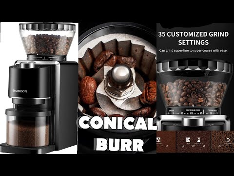 SHARDOR CG018 Conical Burr Coffee Grinder for Espresso,Touchscreen Electric  Adjustable ,51 Precise Settings, Black. 