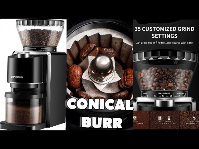  binROC Conical Burr Coffee Grinder with 48 Grind Settings,  Anti-static Adjustable Electric Coffee Bean Grinder for 2-12 Cups (Premium  Stainless Steel) : Home & Kitchen
