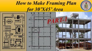 How to make Framing Plan | How to locate column Position | Column grid lines | Beam & Slab layout