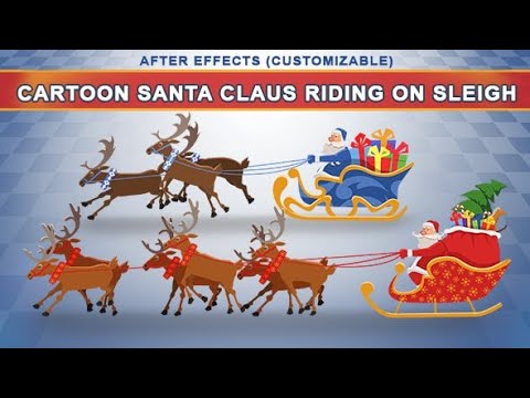 Cartoon Santa Claus Riding On Sleigh Top After Effects Templates