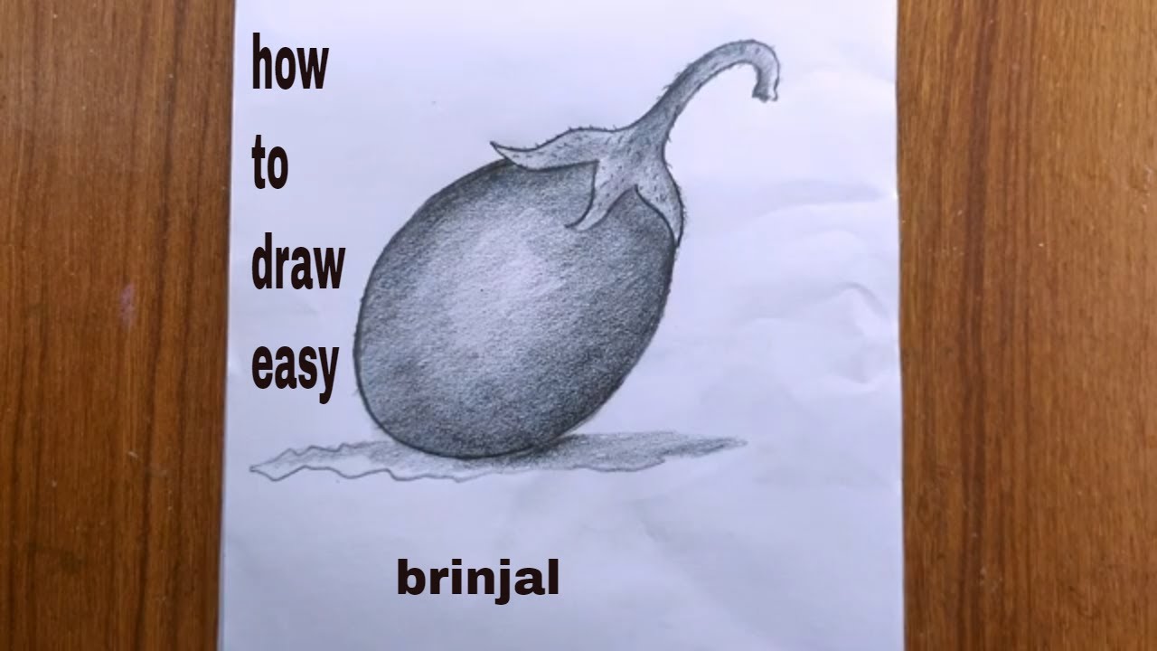 How To Draw Brinjal  How To Draw Eggplant  Pencil Shading  YouTube