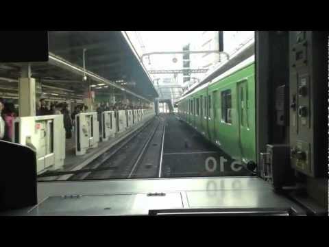 緑の山手線車掌席視点　池袋駅にてすれ違い