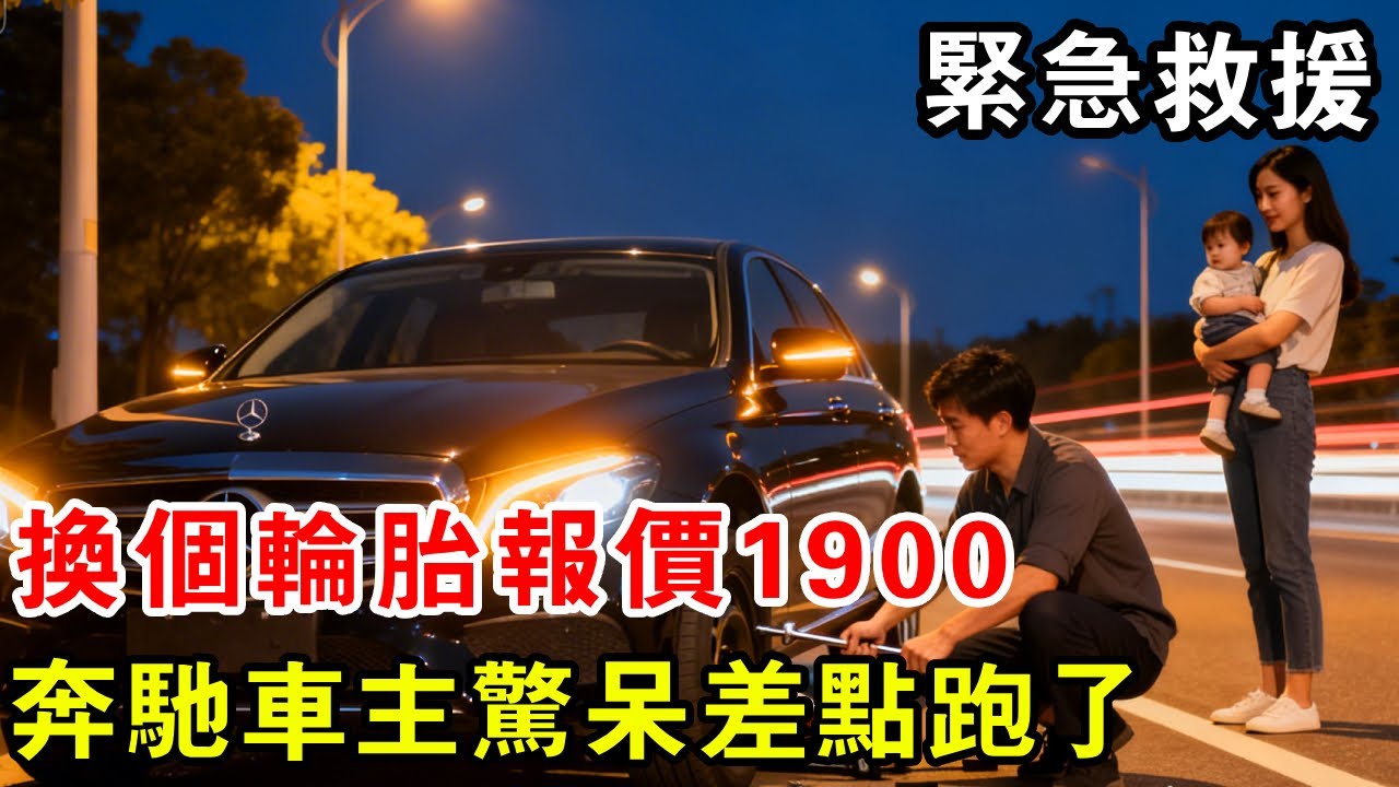 緊急救援賓士美女車主，換個輪胎報價1900，車主驚呆差點跑了【暴躁的車輪】