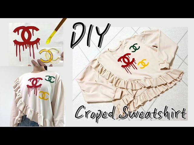DIY Ruffle Crop Sweatshirt from Scratch / Custom / Painting on