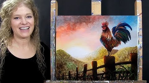 How to Paint MORNING RISE ROOSTER with Acrylic - Paint and Sip at Home - Step by Step Tutorial