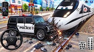 🚔🚆 POLICE CAR vs HIGH-SPEED TRAIN CRASH! 💥 | 3D Driving Class Gameplay screenshot 3
