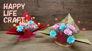 【折り紙】紙で祝い鶴のお飾を作ってみよう。