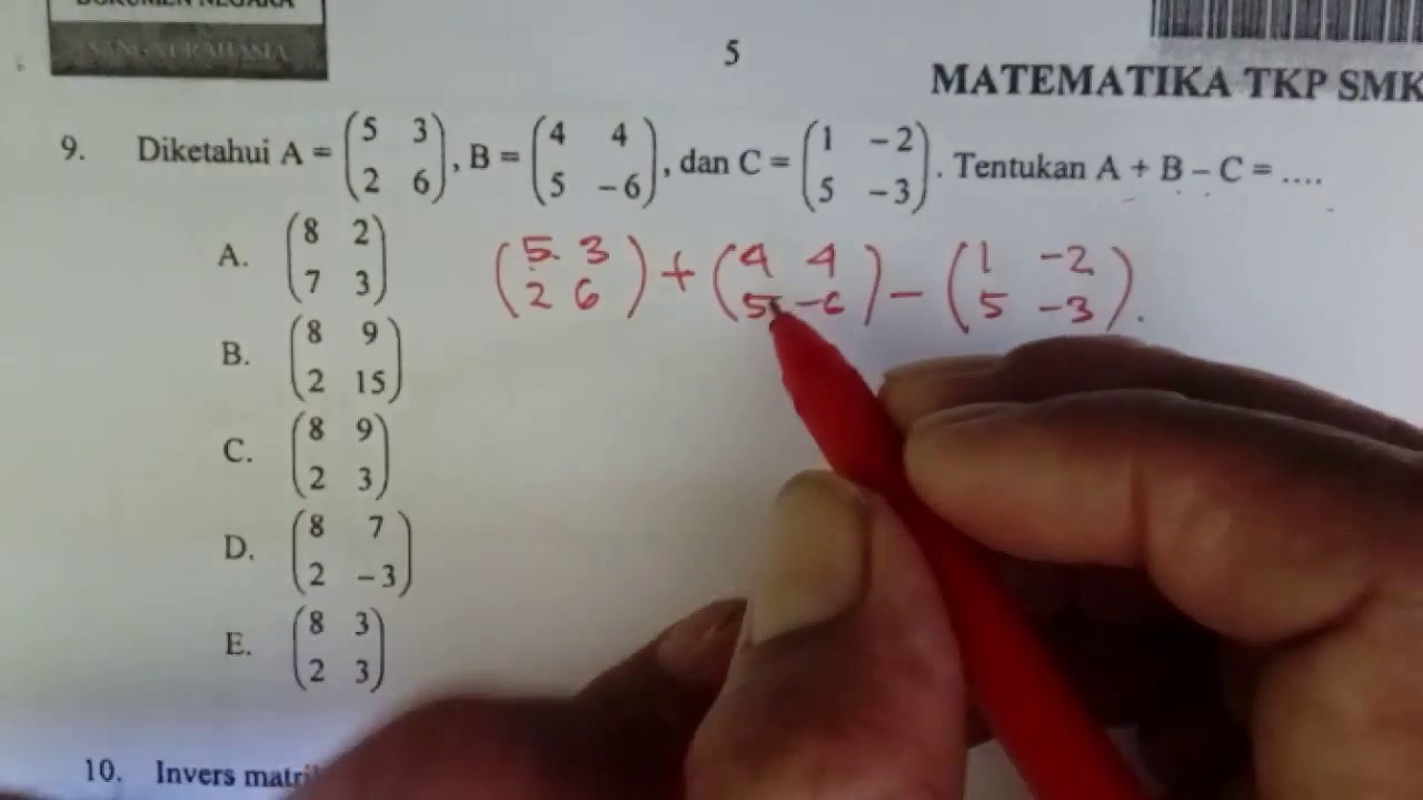 Pembahasan Soal Un Matematika Smk Jurusan Tkp 2017 No 9 Youtube