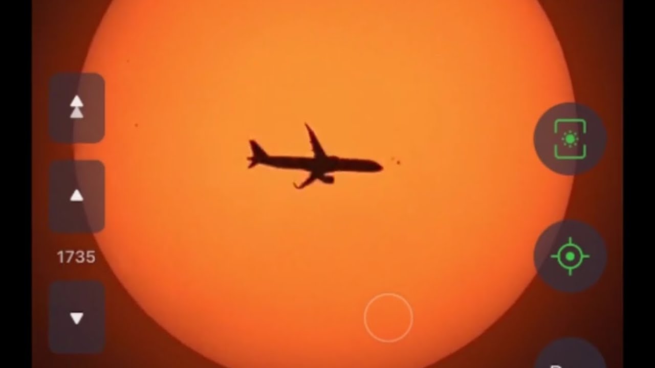 Solar Live Stream with SeeStar S50 from 12/17/23, 7 planes cross in ...
