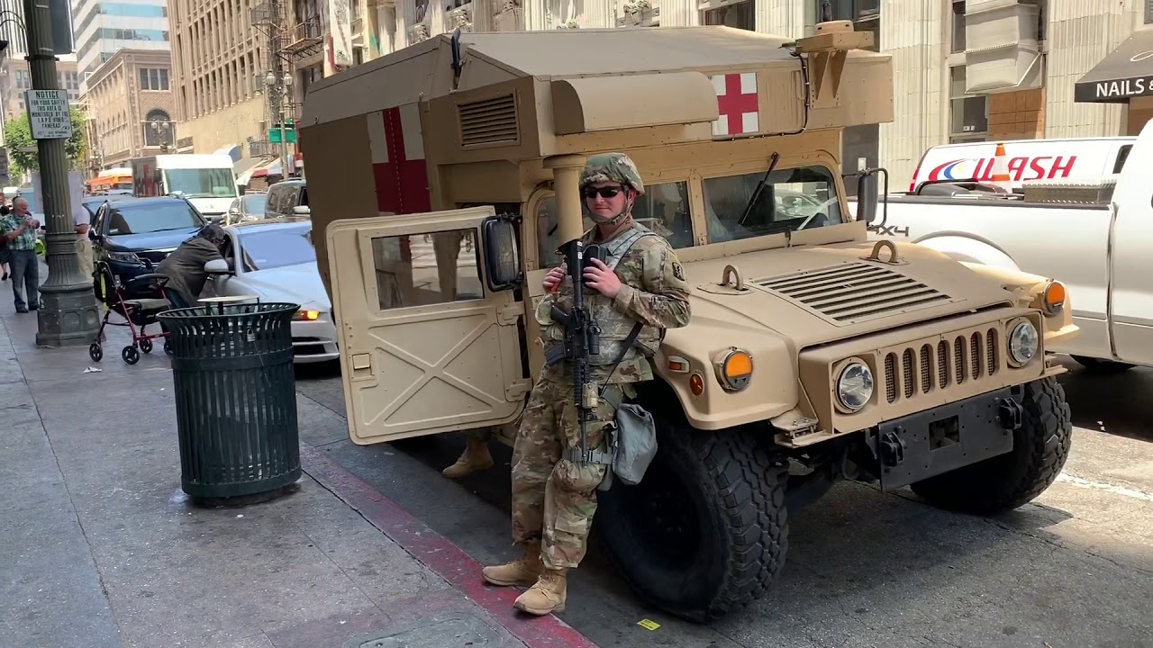 Army controlling Los Angeles streets during protest - YouTube