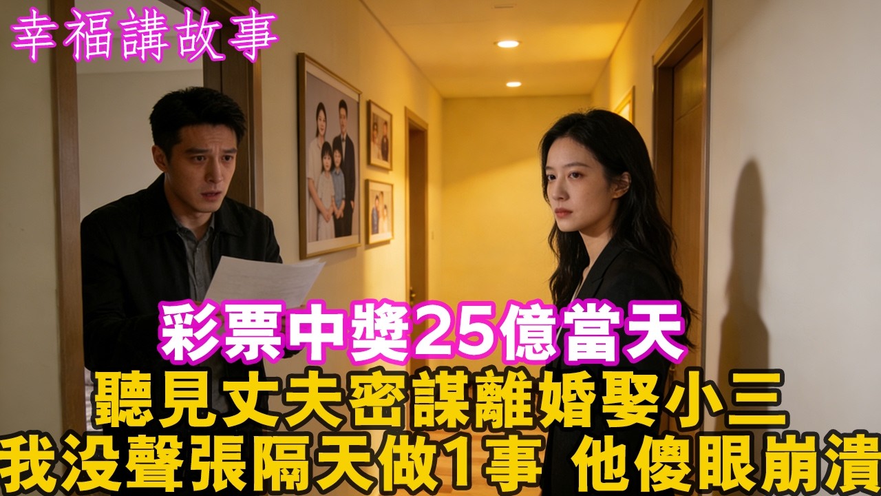 彩票中獎25億當天，卻聽到丈夫在次臥打電話：等過了年，我就跟她離婚娶你，我沒聲張悄悄退回臥室，隔天我做1事他傻眼崩潰！#家庭 #婚姻 #健康 #情感 #情感故事 #爽文 #打臉 #出軌 #人生感悟