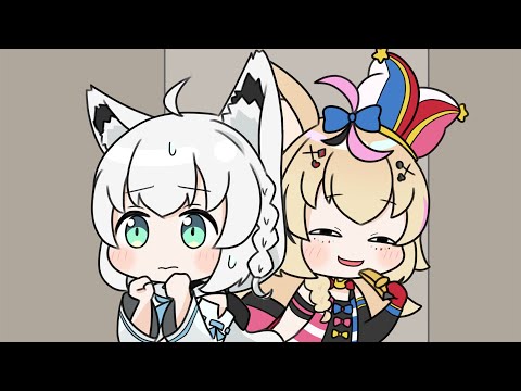 【手描き】ホラゲにビビるフブキを驚かせるポルカ【白上フブキ/尾丸ポルカ/ホロライブ切り抜き漫画】