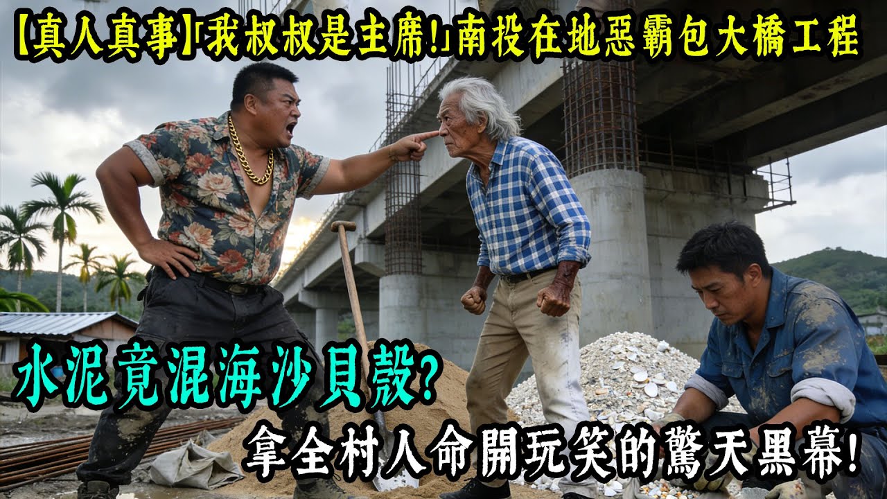 【老王故事會】【真人真事】「我叔叔是主席！」南投在地惡霸包大橋工程，水泥竟混海沙貝殼？拿全村人命開玩笑的驚天黑幕！