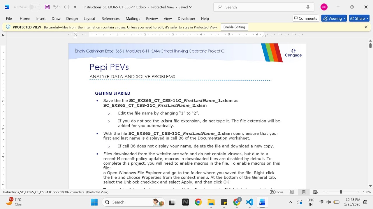 Shelly Cashman Excel 365 | Modules 8-11: SAM Critical Thinking Capstone Project C Pepi PEVs
